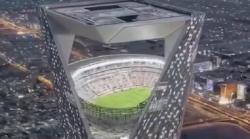 Geger Stadion Langit Arab Saudi! Lapangan Sepak Bola 350 Meter di Atas Gurun Siap Jadi Ikon Piala Dunia 2034