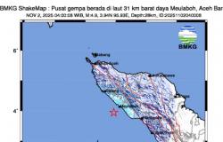 Gempa Terkini M 4,9 Guncang Meulaboh Aceh, Dirasakan hingga Sigli