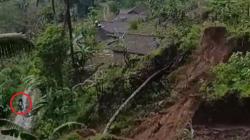 Detik-Detik Pemotor Nyaris Tertimbun Tebing Longsor di Ponorogo Terekam Kamera<
