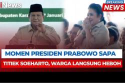 Momen Prabowo Sapa Titiek Soeharto saat Panen Raya di Karawang, Warga Heboh!