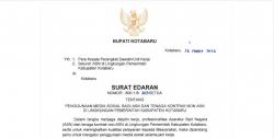 Bupati Kotabaru Terbitkan Surat Edaran, ASN Dilarang Siaran Langsung saat Jam Kerja