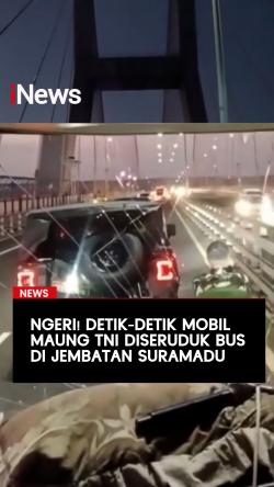 Ngeri! Detik-Detik Mobil Maung TNI Diseruduk Bus di Jembatan Suramadu