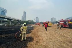 Kebakaran Lapangan Bola di Pancoran Jaksel, Diduga akibat Puntung Rokok