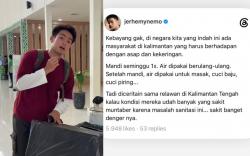 Jerhemy Owen Ungkap Kondisi Memprihatinkan Warga Kalimantan, Kabut Asap, Kekeringan hingga Picu Muntaber