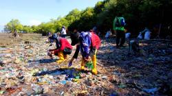 Relawan Sungai Nusantara Bebaskan Mangrove dari Sampah Plastik
