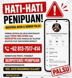 Waspada Penipuan Catut Nama Kajari, Masyarakat Diminta Abaikan Nomor dan Akun Palsu