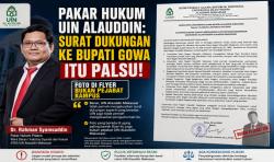 Pakar Hukum UIN Alauddin Makassar: Surat Dukungan itu Palsu, Foto di Flyer Bukan Pejabat Kampus