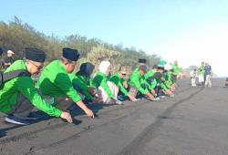 Peringati Harlah ke-28, DPC PKB Kulon Progo Lepas Tukik dan Tanam Cemara di Pantai Trisik