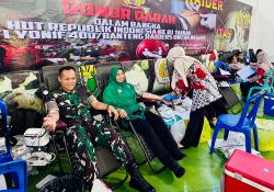 Antusiasme Prajurit Banteng Raiders, Persit dan Masyarakat Ikuti Donor Darah Sambut HUT ke-81 RI