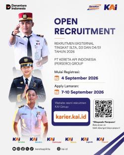 PT KAI Buka Rekrutmen Eksternal KAI Group 2026 Buat Lulusan SLTA hingga Sarjana