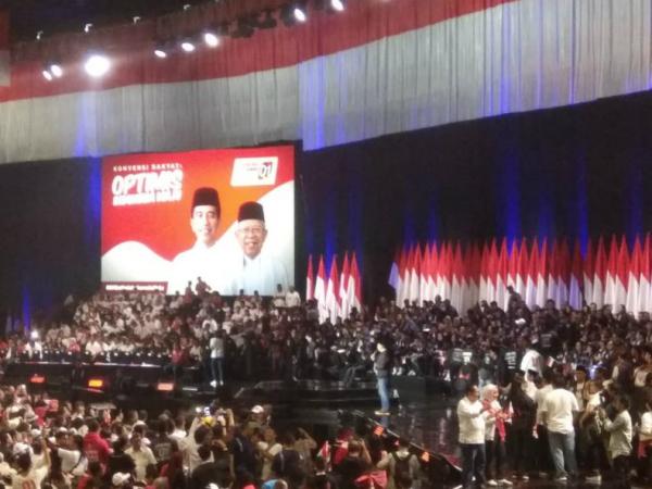 Konvensi Rakyat yang akan mendengar pidato Jokowi dan Ma'ruf Amin yang bertajuk 'Optimis Indonesia Maju', di Sentul, Bogor, Jawa Barat, Minggu (24/2/2019). (Foto: iNews/id/Felldy Utama)