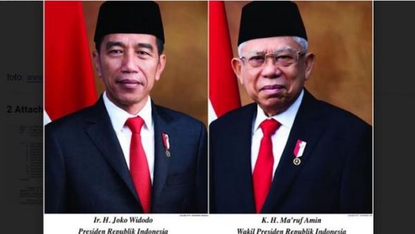 Foto resmi Presiden dan Wakil Presiden Joko Widodo-Ma'ruf Amin periode 2019-2014 yang diterbitkan Kementerian Sekretariat Negara, Jakarta. (Foto: Istimewa)
