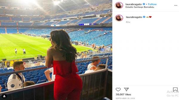 Model Majalah Playboy, Laura Bragato Kunjungi Stadion Santiago Bernabeu (foto:Instagram)