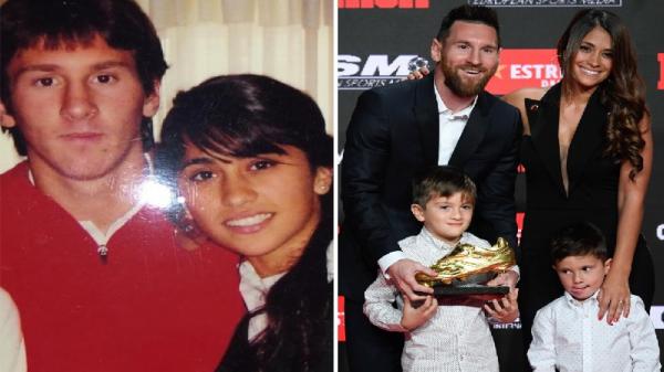 Foto kebersamaan Lionel Messi dan Antonella Rocuzzo (foto: The Sun)