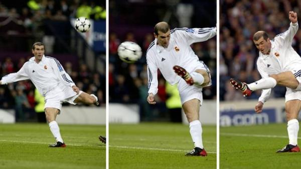 Tendangan Voli Zidane Tendangan Voli Zinedine Zidane menangkan Real Madrid di final Liga Champions 2001/2002 (foto: Sportbible)