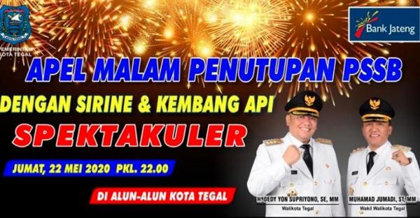 Tangkapan layar pamflet penutupan SPBB di Kota Tegal dengan pesta kembang api di media sosial. (Foto: istimewa)