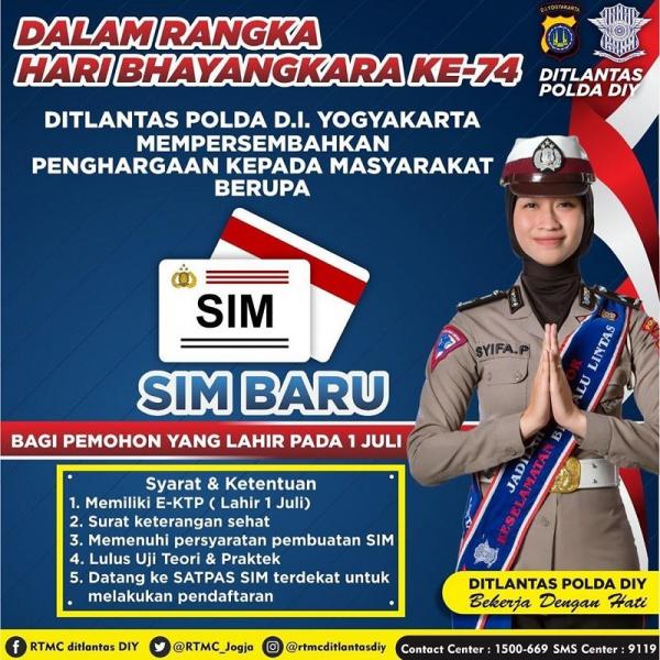 Informasi SIM Gratis di Polda DIY (Foto: Instagram/rtmcditlantasdiy)