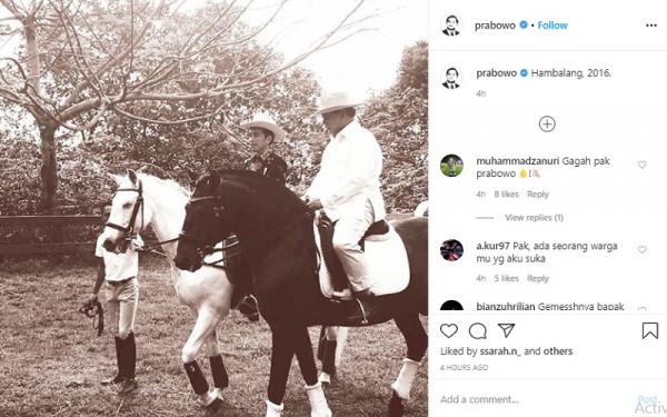 Jokowi Prabowo Prabowo Subiakto mengunggah foto kenangan berkuda bersama Presiden Joko Widodo (foto: Instagram)
