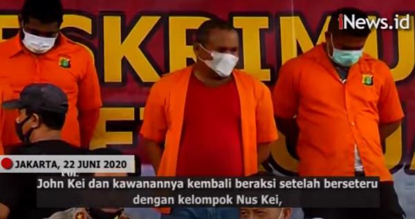 Tersangka kasus pembunuhan berencana, perusakan dan kepemilikan senjata tajam John Kei. (Foto: iNews).