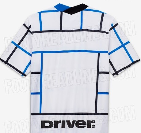 Jersey W Jersey tandang terbaru Inter Milan mengusung garis kotak-kotak berwarna hitam dan biru. (Foto-Foto: Footyheadlines.com)