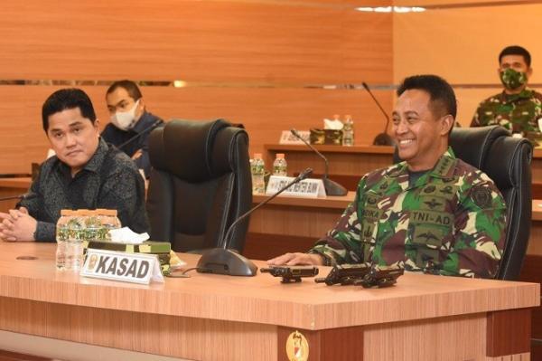 ET Dan Andika 2 Ist Menteri Badan Usaha Milik Negara (BUMN) Erick Thohir dan Kepala Staf Angkatan Darat (KSAD) Jenderal TNI Andika Perkasa. (Foto: ist)