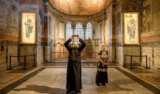 Penampakan interior Museum Kariye (Foto: AFP)