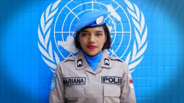 Anggota Polres Merauke bergabung pasukan Garuda Briptu Mariana, polwan dari Polres Merauke bergabung dengan pasukan Garuda. (Foto: Antara)