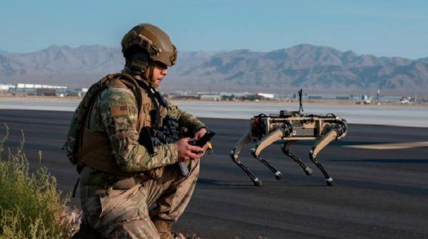 Robot anjing 2 Robot anjing saat diujicoba dalam latihan militer Amerika pada 31 Agustus-3 September kemarin. (foto: CNN)