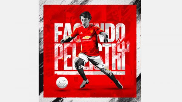 Manchester United (MU) mengumumkan Facundo Pellistri sebagai rekrutan baru dari Penarol, Selasa (6/10/2020). (Foto: Twitter @ManUTD)
