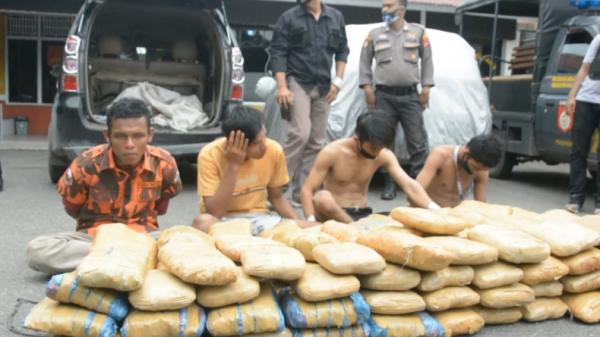 Ganja 100 kg Tersangka 100 kg ganja di Payakumbuh, Sumbar (Agung Sulistyo/iNews)
