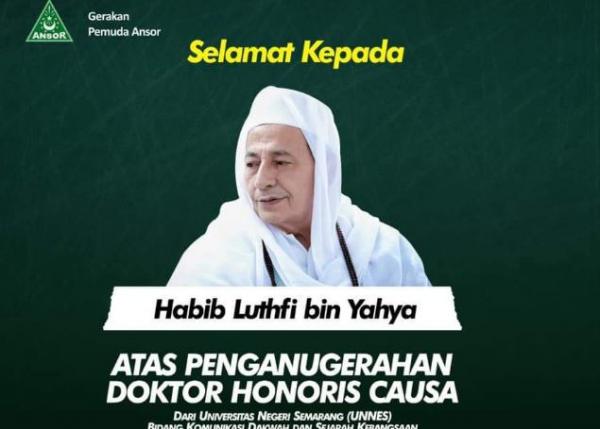 10- habib luthfi Habib Luthfi menerima gelar kehormatan doktor honoris causa dari Universitas Negeri Semarang (Unnes). (Foto: ist)