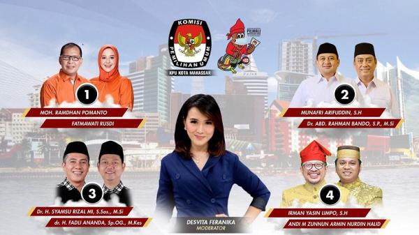 Pelaksanaan debat ketiga Pilkada Makassar Pelaksanaan debat ketiga Pilkada Makassar disiarkan di INews TV. (Foto: Istimewa).