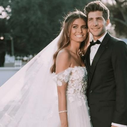 Sergi Roberto dan Istri Coral Simanovich menikah dengan pemain Barcelona Sergi Roberto pada 30 Mei 2018. (Foto: Diari de Tarragona)