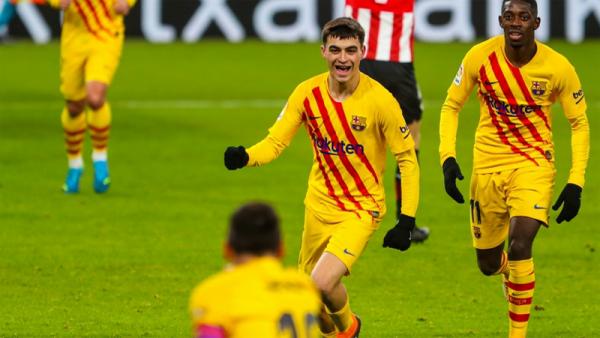 Pedri Barcelona Gelandang Barcelona Pedri merayakan golnya ke gawang Athletic Bilbao pada pekan ke-17 Liga Spanyol 2020/2021 di San Mames, Kamis (7/1/2021) dini hari WIB. (Foto: Twitter @FCBarcelona)