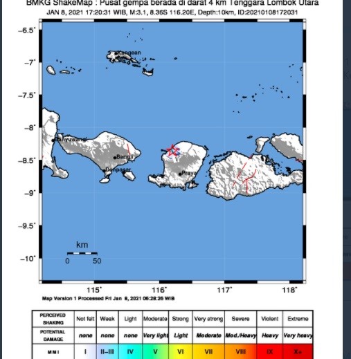 8 Gempa Lombok Gempa terkini Magnitudo 3,1 guncang Lombok Utara, NTB. (Foto: ist)