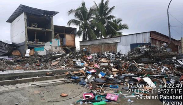Lokasi dampak gempa bumi di Mamuju Sulawesi Barat. (Foto dok BNPB).