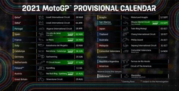 Kalender MotoGP 2021 Foto: MotoGP