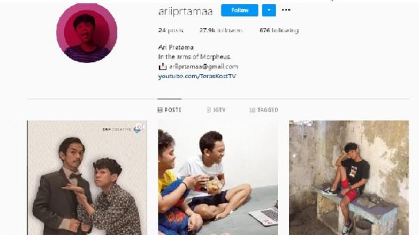 Akun Instagram Ari Pratama, korban tewas ditikam teman kencan. (Foto: Istimewa).