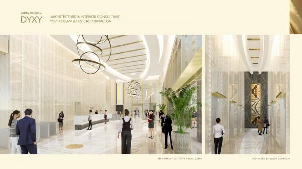 Podomoro 3 Facade kaca pada pintu masuk lobby Premium Office Tower memberikan penerangan yang maksimal dan balutan marmer impor menancapkan citra sebagai perkantoran premium di Kota Medan.
