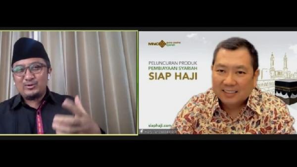 siap haji Ustaz Yusuf Mansur dan Executive Chairman MNC Group Hary Tanoesoedibjo dalam peluncuran Sistem Informasi dan Aplikasi Pembiayaan Haji (SIAP HAJI). (Foto: MNC)