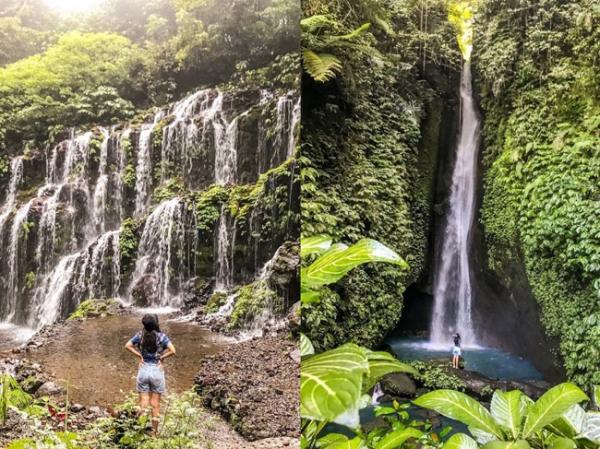 Sarah Menzel di air terjun Sarah Menzel saat berada di air terjun, di Bali. (Foto: Instagram)