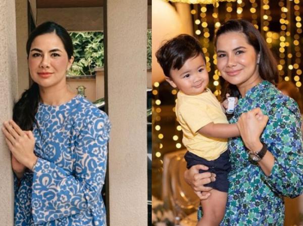 Noor Nabila tampil dengan gaun bermotif. (Foto: IG)