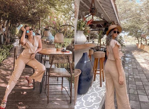 Gabriella Larasari dalam busana nuansa krem. (Foto: IG)