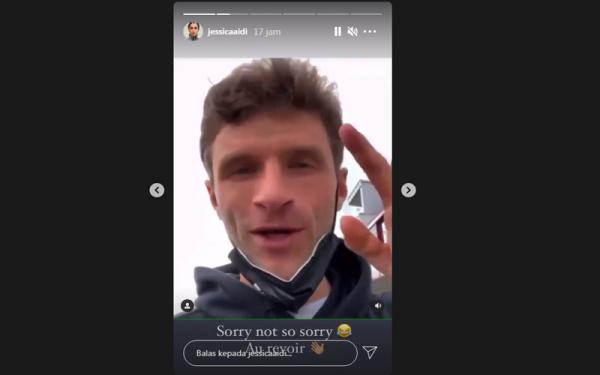 Instagram Story Jessica Aidi yang mengejek Thomas Muller.