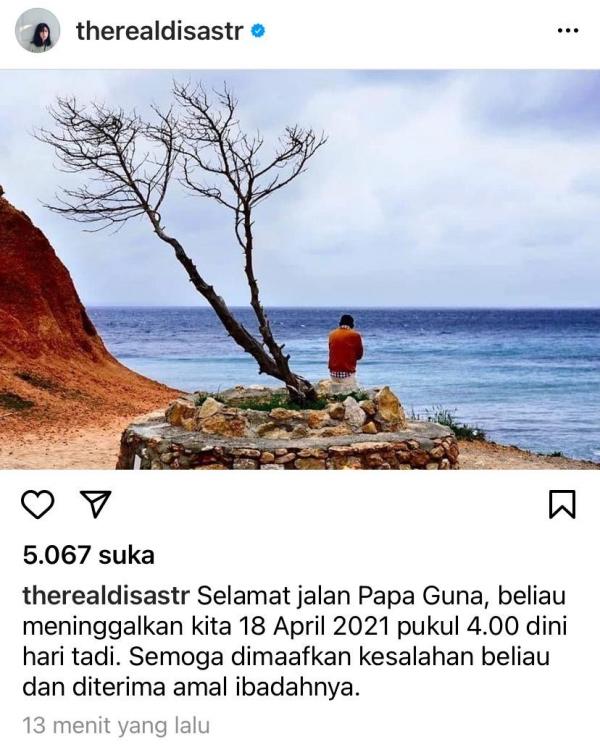 18dian Sastro Dian Sastro mengunggah postingan duka atas meninggalnya ayah mertua, Adiguna Sutowo. (Foto: Instagram/ Dian Sastrowardoyo)