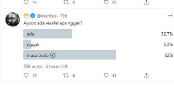 Iwan Fals Iwan Fals melakukan survei tentang reshuffle kabinet. (Foto Twitter Iwan Fals).