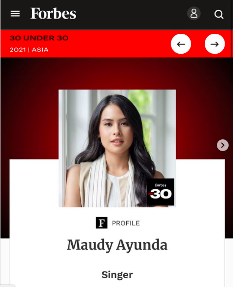 21maudy Ayunda Maudy Ayunda masuk dalam dastar 30 tokoh ebat versi majalah Forbes. (Foto: Instagram/Maudy Ayunda)
