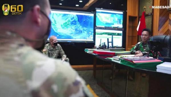 KSAD Andika Kepala Staf Angkatan Darat (KSAD) Jenderal TNI Andika Perkasa bertemu perwakilan US Army. (Foto dok Youtube TNI AD).