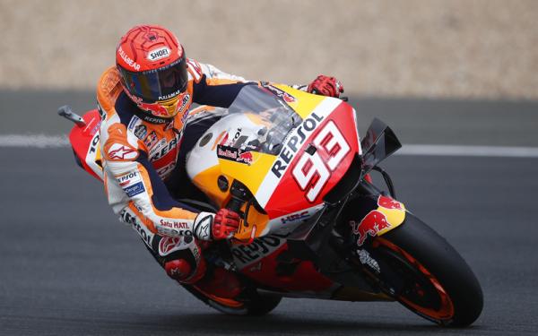Marc Marquez Pembalap Repsol Honda Marc Marquez punya jurus jitu hadapi cuaca ganas MotoGP Prancis 2021 di Sirkuit Le Mans, Minggu (16/5/2021) malam WIB. (Foto: Reuters)