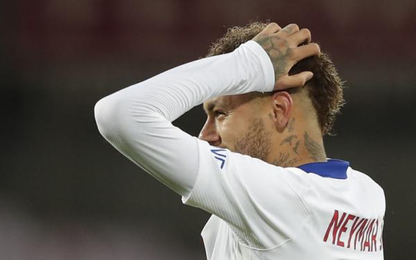 Neymar Bintang PSG Neymar beraksi melawan Brest pada pekan pamugkas Liga Prancis di Stadion Francis Le-Ble, Senin (24/5/2021), dini hari WIB. (Foto: Reuters)